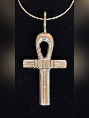 Rare Vintage Sterling Silver Handmade Unmarked Egyptian Ankh Pendant Key 1970’s